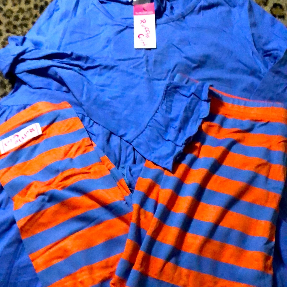 Ruffle girl two piece outfit. size large new with tags